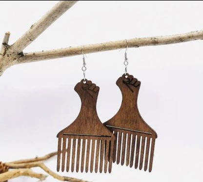 Bohemian Vintage Style Wooden Comb Earrings