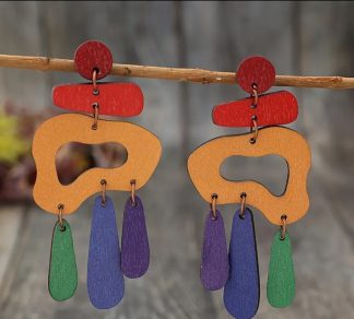 Colorful Wooden 1pair Bohemian Earrings