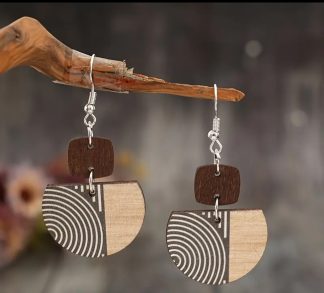 Vintage Wooden Dangle Earrings