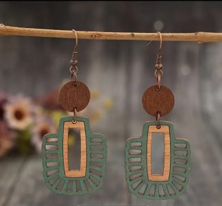 Wooden Geometric Hollow Dangle Earrings
