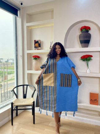 Blue and brown Aso Oke bubu by IvybyIvie