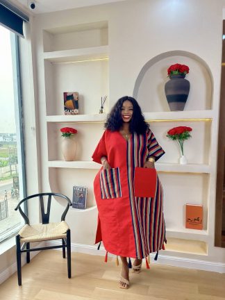 Red Aso Oke bubu by ivybyivie